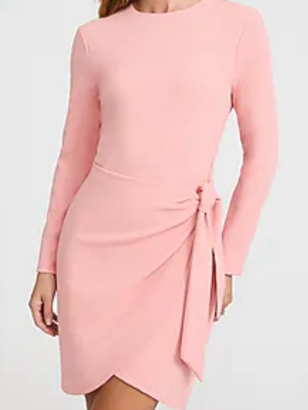 Express Blush Pink Long-Sleeve Side-Tie Sheath Dress